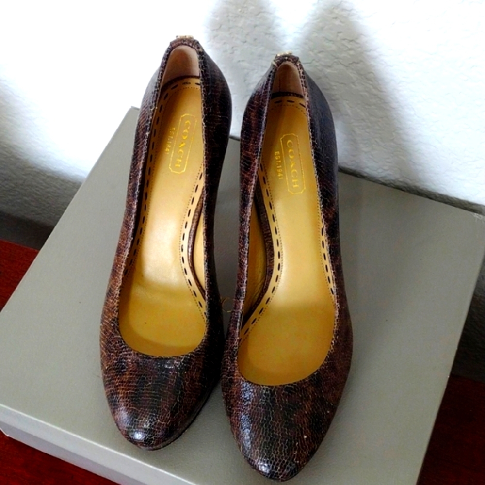 High Heel Platform Coach Shoes. Snake Skin Leather